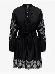 Black women's shirt dress with embroidery Flo - Women