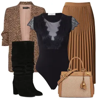 Elegant Outfit mit Schwarz High Heels Stiefel/Spitzer Stiefel/Overknee Stiefel/Weitschaftstiefel/Kniehoher Stiefel/Langer Stiefel Karolina Kurkova Originals "Elegantes Herbst Outfit"Look: Uni, Edel, Coole, Elegant, Oversize