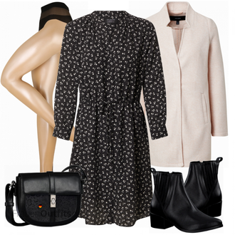 Flower Power Outfit mit Schwarz/Dunkelbraun/Grün Kleid Große Größe/Bluse und Tunika Tunika SELECTED FEMME "Herbstliches Freizeit Outfit"