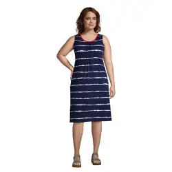 rmelloses Kleid mit Biesenfalten in groen Gren, Damen, Gre: 52-54 Plusgren, Blau, Baumwoll-Mischung, by Lands'''' End