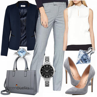spitze Party Outfit mit Grau/Hellblau/Hellgrau Bequemer Pump/High Heel/Hochfrontpump CASTAMERE "SOliver Bluse"Look: Party, Hochzeit, Theater, 30 Geburtstag, 18 Geburtstag, Valentinstag, Besondere Anlässe, Pop Konzert, Schule, Muttertag, Geburtstag