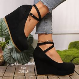 Elegant Women' Wedge Heels - Comfortable Sole, High Platform Dress Shoes With Ankle Strap, For All
