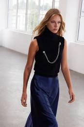 Limited Edition Black Accessory Detailed Furry Knitwear Sweater