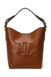 Usnjena torbica Lauren Ralph Lauren rjava barva, 431950855