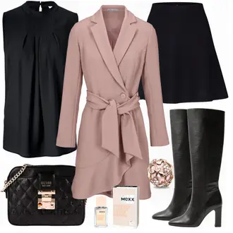 Kurz/Mini Outfit mit Mischfarben Rock Only "Heine Mantel"