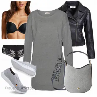 Biker Outfit mit Schwarz/DunkelBlau/Blau Motorradjacke/KunstLederjacke/Bikerjacke ZAKASA "Alltags Outfit"