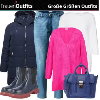 Leder Outfit mit Blau Plateau Stiefel/Sportschuh/Leder Minirock/Leder Mantel Tommy Hilfiger "Trendiger Winterlook"