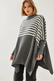 Women's Striped Knitwear Poncho 10244