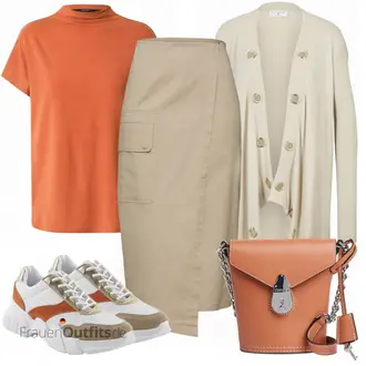 Outfit mit Beige/Khaki Cargo Rock Edited "Praktischer Look"