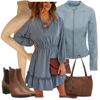 Outfit mit Braun/Dunkelbraun Gefütterte Stiefelette/Western Stiefelette/Spitzer Stiefel/SommerStiefelette/Leder Stiefelette/Chelsea Boot ESPRIT "Stylischer Bürolook"