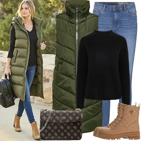 Comment poter Vert foncé Robe Grande Taille/Parka grande taille JdY avec Vert foncé Robe Grande Taille/Manteau Parka grande taille JdY