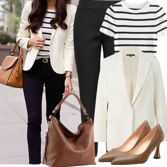 Business Outfits Büro Sommer mit Braun/Beige Pump Niedriger Absatz/Eleganter Schuh/Hochfrontpump/Lederschuh/Vintage Pumpe/Business-Schuh/Bequemer Pump NobleOnly "Modisches Frühlingsoutfit"Look: Casual, Classic, Rap, Sexy, Büro, Französische, Elegant, Old Money, Business