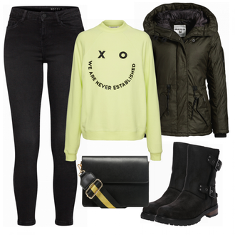 Outfit met blauw Khujo "SmileBlouse"