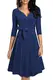 HOMEYEE Damen Retro 50s V-Ausschnitt mit Schärpe Swing Cocktail Party Kleid A240 (M, Dunkelblau)