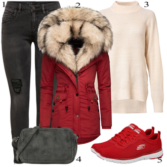 Chaleur tenues avec Rouge/Rouge foncé Manteau avec Fermeture Éclair/Parka/Manteau d'Hiver/Manteau avec Col en Fourrure/Veste extraordinaire/Parka Transition Veste/Parka d'Hiver/Veste d'Hiver/Parka grande taille Navahoo "tenues parfaite"