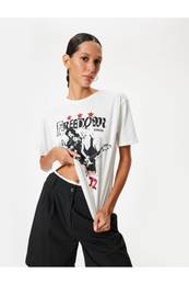 College printed oversize Short Sleeve Crew Neck T-Shirt