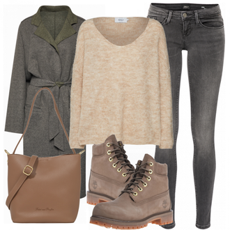 Outfit met bruin Laars Timberland "Alleen Pullover"