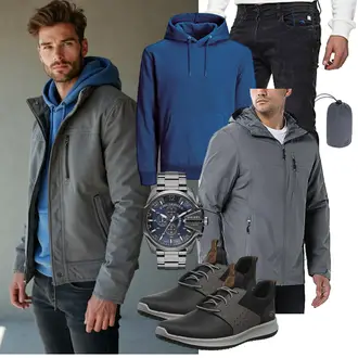 Laufen Winter Outfit mit Grau 33,000ft "Freizeit Outfit"Look: Angeln, Trekking, Laufen, Freizeit, Arbeits, Golf, Wandern