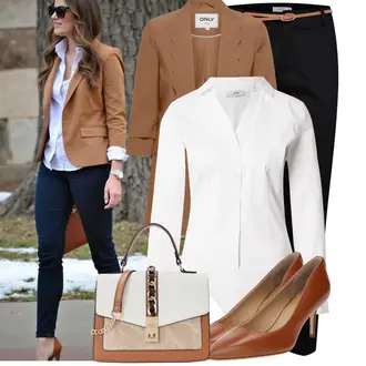 Outfit sa Crna Chino Hlače/Hlača od Odijela/Bengalke Hlače/Slip-on Hlača/Poslovna Hlača/Uske Hlača B.young "Moderan look za slobodno vrijeme"