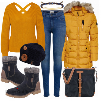 Outfit mit Blau Stiefel Tom Tailor "Only Parka"