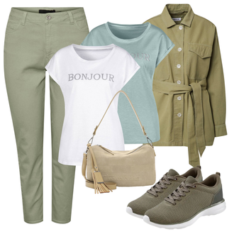 Outfity s boyfriend džínami Ležérní s Tmavě zelená Běžecká bota/Běžecká bota/Bota na fitness/Tréninková bota/Gymnastická bota/Přibližovací bota Lascana "Vzhledy pro volný čas"Look: Ležérní, Venkovní, Skater, Sportovní