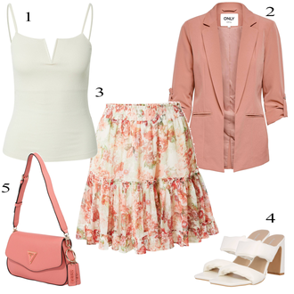 Šifon Outfit sa Pink/Bež/Plava Kratke hlače velike veličine Guess "Zimski outfit"