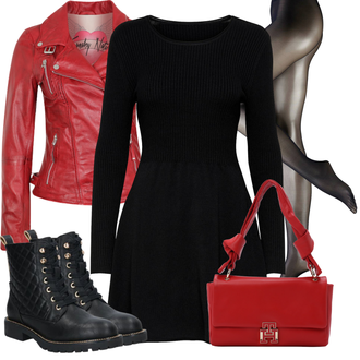 Skating Outfit sa Crna Haljina Veći Broj/Pletivo Veći Broj/Tunika Only "Jesenski Outfiti"Look: Skating, Umjetničko klizanje, Hodanje
