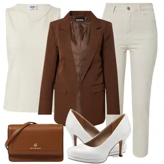 Outfit mit Dunkelbraun/Braun Mantel/Blazerjacke/Blazer mit Feder/Blusenblazer/Boyfriend Blazer/Lederjacke/Eleganter Blazer/Longblazer/Oversize Blazer/Lederjacke für Männer Pieces "Outfit für die Konferenz"