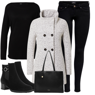 Décolleté Cascade tenues avec Gris/Beige/Marron Manteau en Laine Polaire/Manteau Polaire Tricot/Manteau Bouclé/Manteau d'Hiver Manteau de Laine/Manteau en Maille Only "Tenue d'Automne"