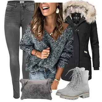 Gefütterte Outfit mit Grau/Hellgrau Wattierte Stiefel/Gefütterte Stiefelette/Klassischer Stiefel/Winter Stiefel/SchnürStiefelette/Winterschuh/Winter Stiefelette/SpringerStiefel Tamaris "Toller Look für die Freizeit"