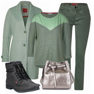 Outfit mit Schwarz Stiefel Tom Tailor "Schicker Freizeitlook"