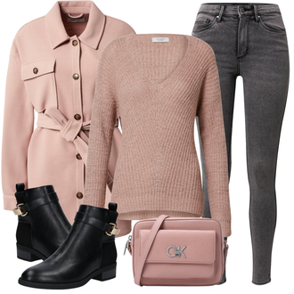 Stiefel Outfits Kurz Jagd mit Rosa/Braun/Lila/Beige Herbstjacke/Außergewöhnliche Jacke/Shirtjacke/Frühlingsjacke/Nachhaltige Jacke/Uniformjacke/Wolljacke/Leichter Mantel/Sommermantel/Übergangsmantel/Trenchcoat/Women's Trenchcoats/Wollmantel/Wollmantel/Mantel About You "Cooles Herbst Outfit"Look: Jagd, Reiten, Laufen, Freizeit, Apres ski