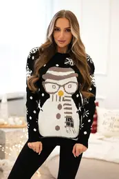 Christmas sweater with black snowman