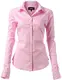 INFLATION Damen Hemd mit Knöpfen Bluse Langarmshirt Figurbetonte Hemdbluse Business Oberteil Arbeithemden Rosa 41/12