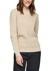 s.Oliver Damen Strickpulli mit Stehkragen beige melange 40