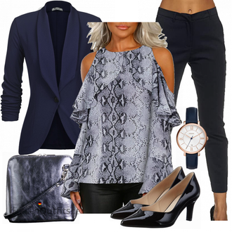 Wetlook Outfit mit Grau/Blau Verspielte Bluse/VolantBluse/DruckBluse/ausgefallene tunika/Extravagante Bluse/Ärmellose Bluse/Außergewöhnliche Bluse/Crash­Bluse/Bluse Oberteil/Gemusterte Bluse YOINS "Büro Outfit"Look: Sexy, Coole, Mom, Lagenlook, Spanische, Oversize, Elegant, Wetlook, Metallic, Mit Transparent, Ausgefallene