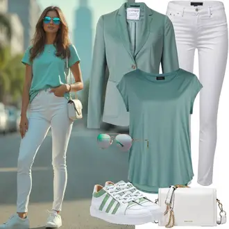Outfit sa Bijela/Krem Traperice Kožna Jakna/Traperica Niskog Struka/Push-up Traperice/Traperice s Prorezom/Kožne Cipele/Termo Traperice/Traperica Niskog Struka/Bikerske Traperice/Traperice Slim Kroja Only "Proljetna odjeća"
