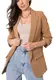 Generic Blazer Damen Elegant - Damenjacke ohne Verschluss mit Faltigen Ärmeln - Kurzarm Mantel - Business Outfit Damen Longblazer, Kleidung Damen Elegant (Karamell, S)
