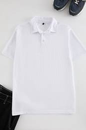 White Regular/Normal Cut Sports Polo Neck T-shirt