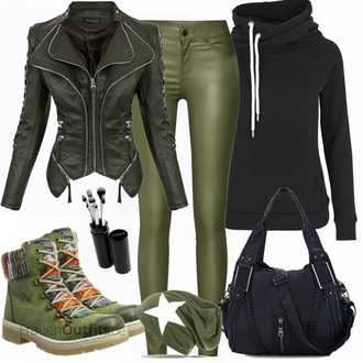 Militär Outfit mit Dunkelgrün Hut Ohrenwärmer & Stirnband/Ohrenwärmer/Kopftuch/Bandana/Army Cap Caspar "Vila Hose"Look: Militär, Bundeswehr, Retro, 80er