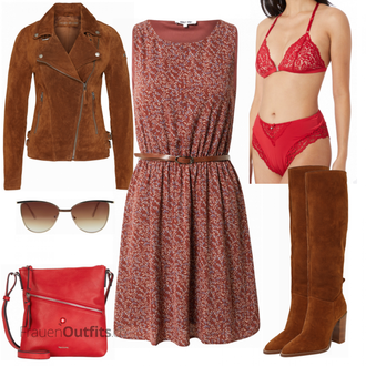 Outfit mit Rot Lederjacke Freaky Nation "Cowgirl Freizeitlook"