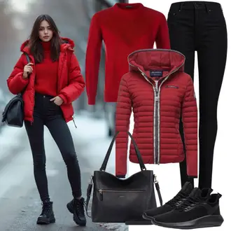 outfit mit Temno rdeča/Škrlatna/Vinsko rdeča/Rjava Volnen Pulover/Pulover Carmen/Fini Pleteni Pulover/Preprost Pulover/2-v-1 Pulover/Osnovni Pulover/Pulover iz Kašmirja/Pulover z Okroglim Izrezom/Pleteni Pulover/Vintage pulover/Zimski Pulover BRUUNS BAZAAR "Jesenska sproščena obleka"