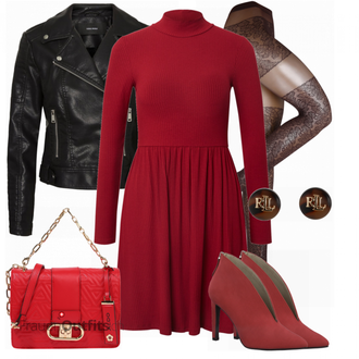 Outfit mit Rot High Heel MARCO TOZZI "Modisches Frühlingsoutfit"