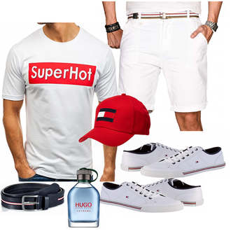 Gepunktet Outfit mit Rot Tommy Hilfiger "Street Style Outfit"