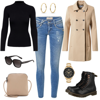 mit Reißverschluss Outfit mit Schwarz Plateau Stiefel/Stiefel mit Reißverschluss/Plateau Halbschuh/Leder Overknee Stiefel/SchnürStiefel Dr. Martens "Trendiger Alltagslook"