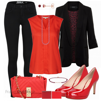 Outfit mit Rot High Heel Högl "TOM TAILOR DENIM"