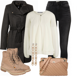 Outfit met beige Laars Timberland "Elegante winteroutfit"