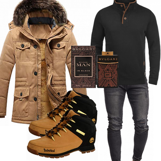 Outfit mit Braun Wintermantel/Winter Parka moxishop "Cooles outfit"