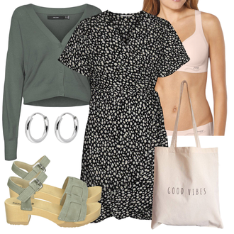Outfit met Blouse Jurk/Nicki Jurk/Polka dot jurk/Jurk Met Print/Sheath Jurk/Gesmokte Jurk/T-Shirt Jurk/Tuniek Jurk Only "Zomerse vrijetijdskleding"