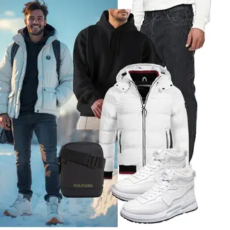 Outfit mit Creme/Weiß Orthopädischer Schuh/Winter Sneaker ZZHZGZ "Freizeit Outfit"